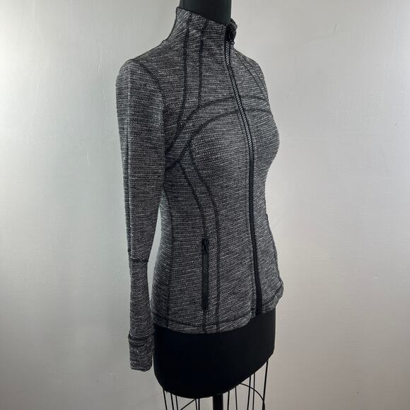 LULULEMON Define Jacket Heathered Gray White Full Zip High Neck Activewear Sz 6 - Picture 5 of 11